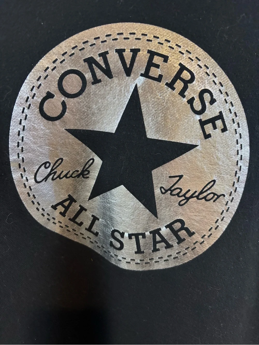 Converse Black Cropped Hoodie with Silver Foil All Star Logo Girls XL 13-15